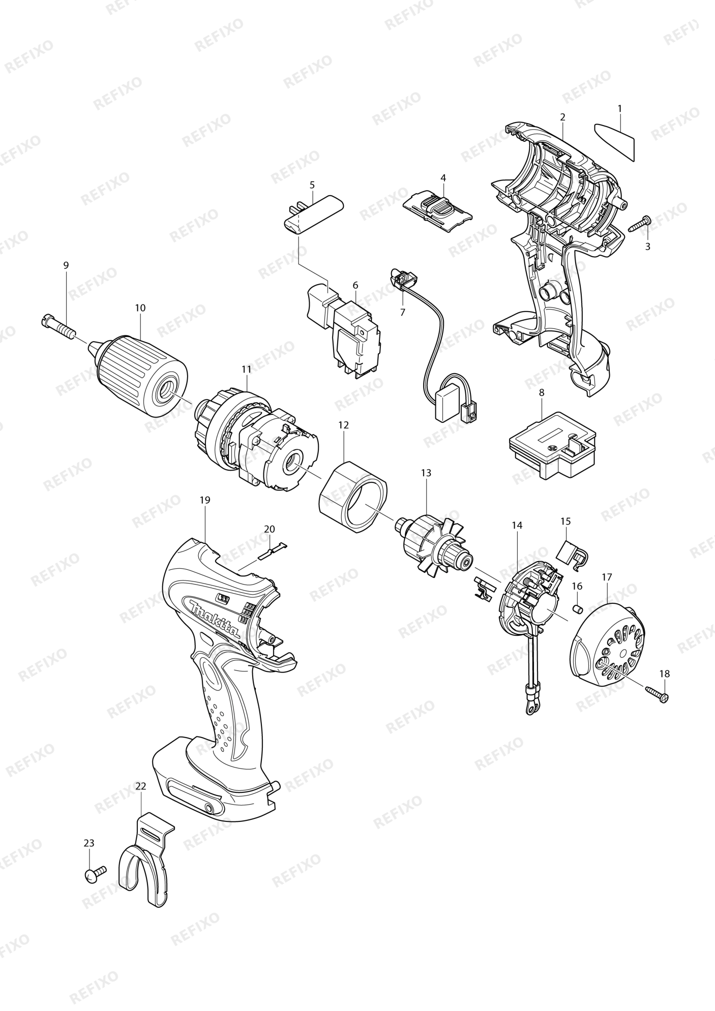 MAKITA BDF450 — схема запчастей