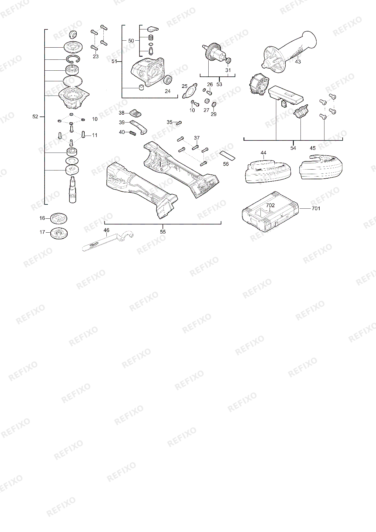 MILWAUKEE M18BLSAG125X 402X 4933492644 4000509245 — схема запчастей
