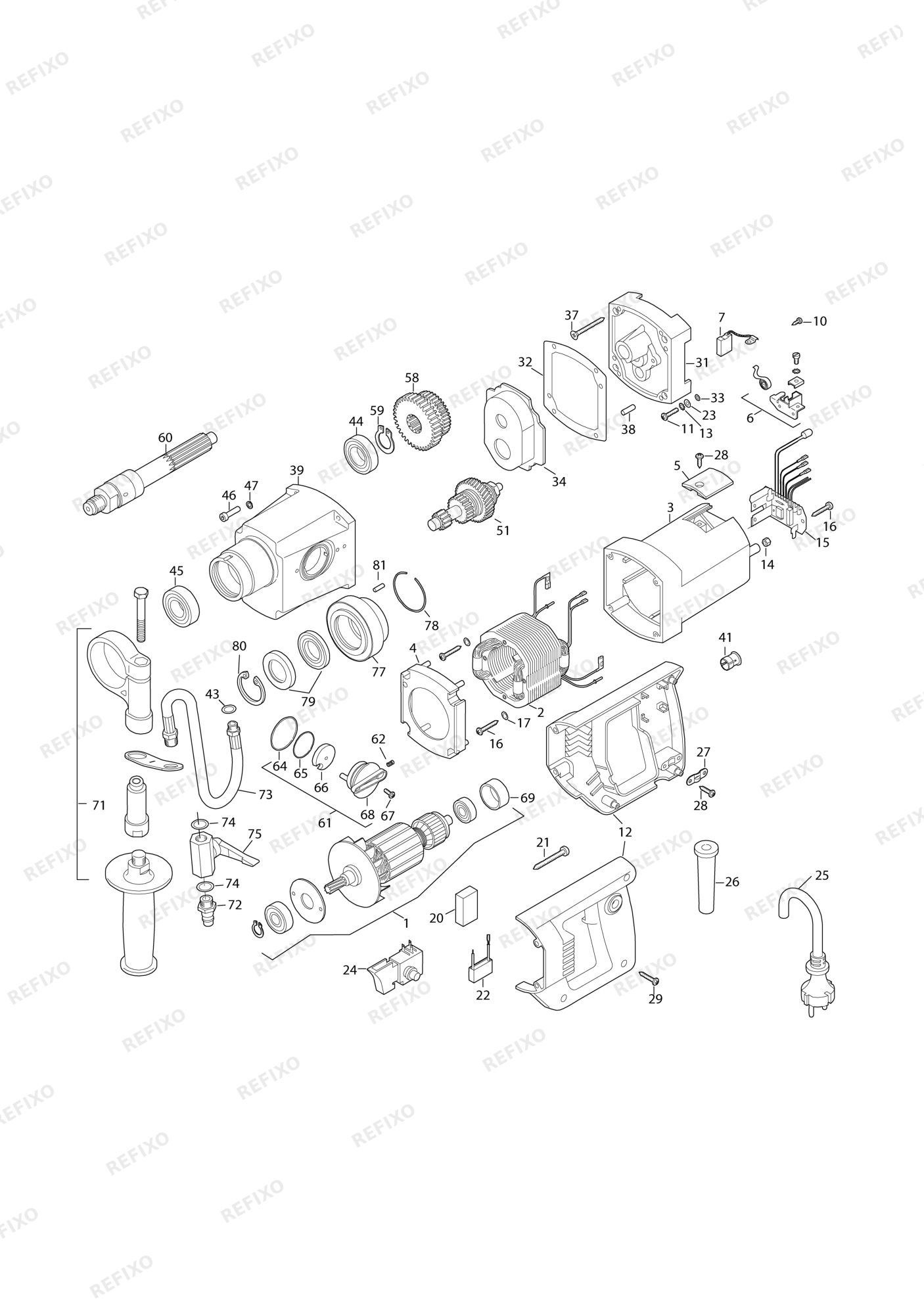 MAKITA DBM131 — схема запчастей