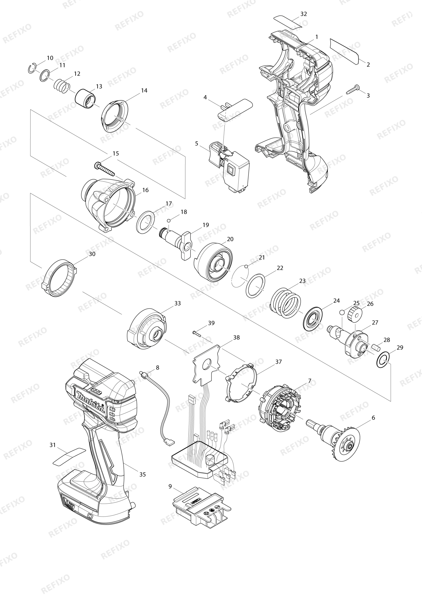 MAKITA BTD129 — схема запчастей