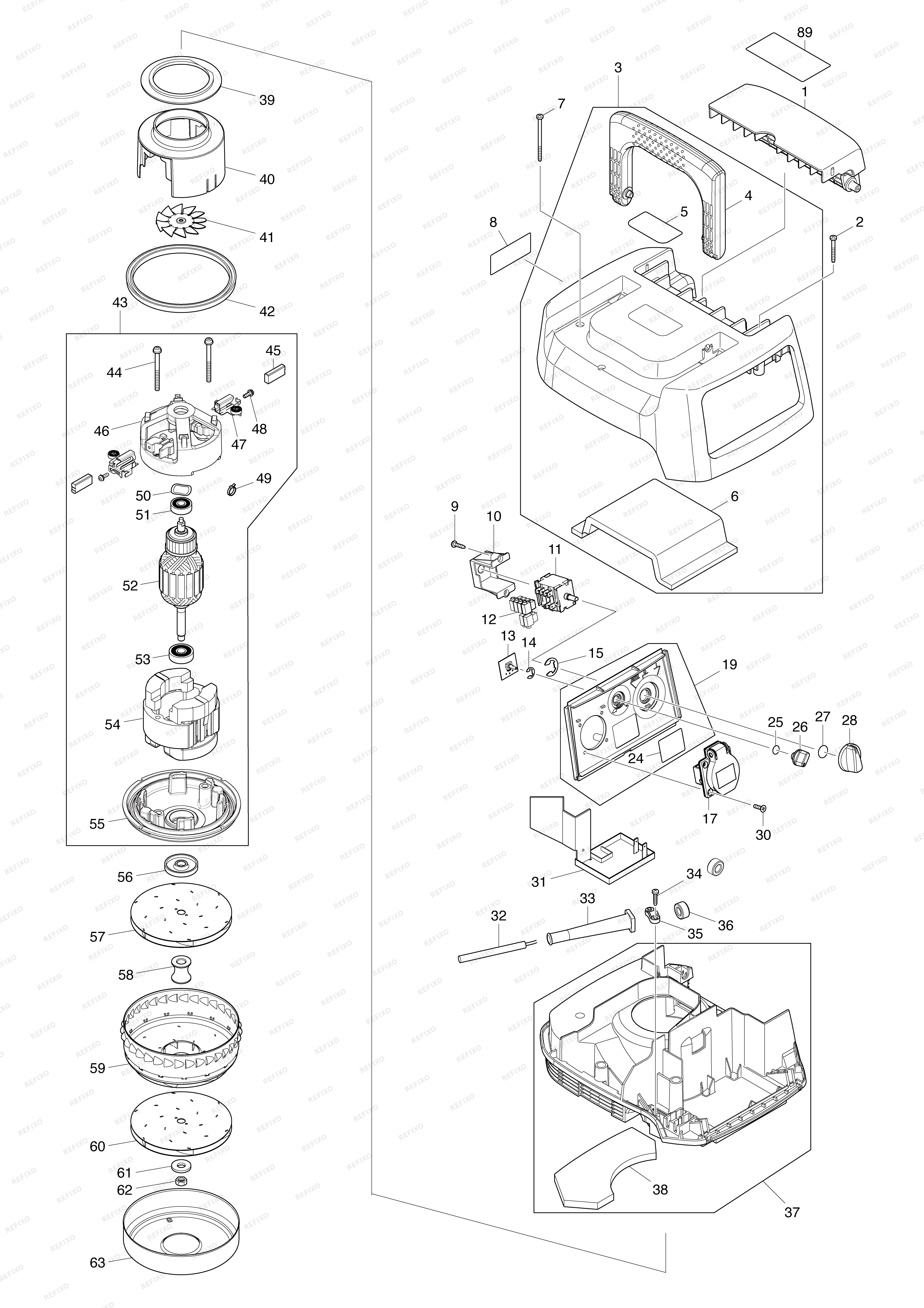 MAKITA VC2510L — схема запчастей