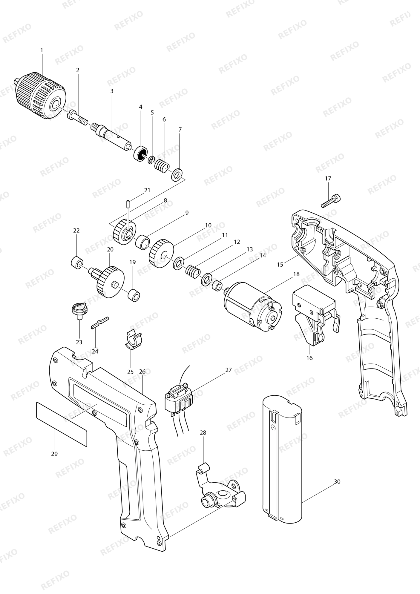 MAKITA 6072D — схема запчастей