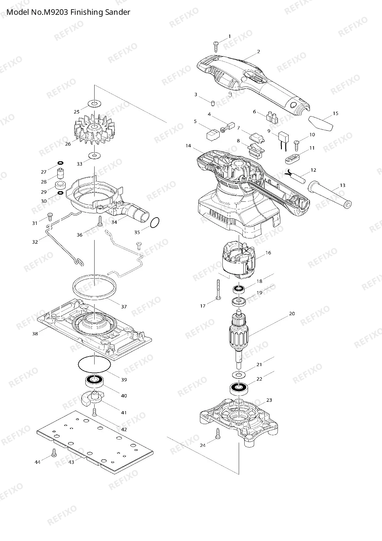 MAKITA M9203 — схема запчастей