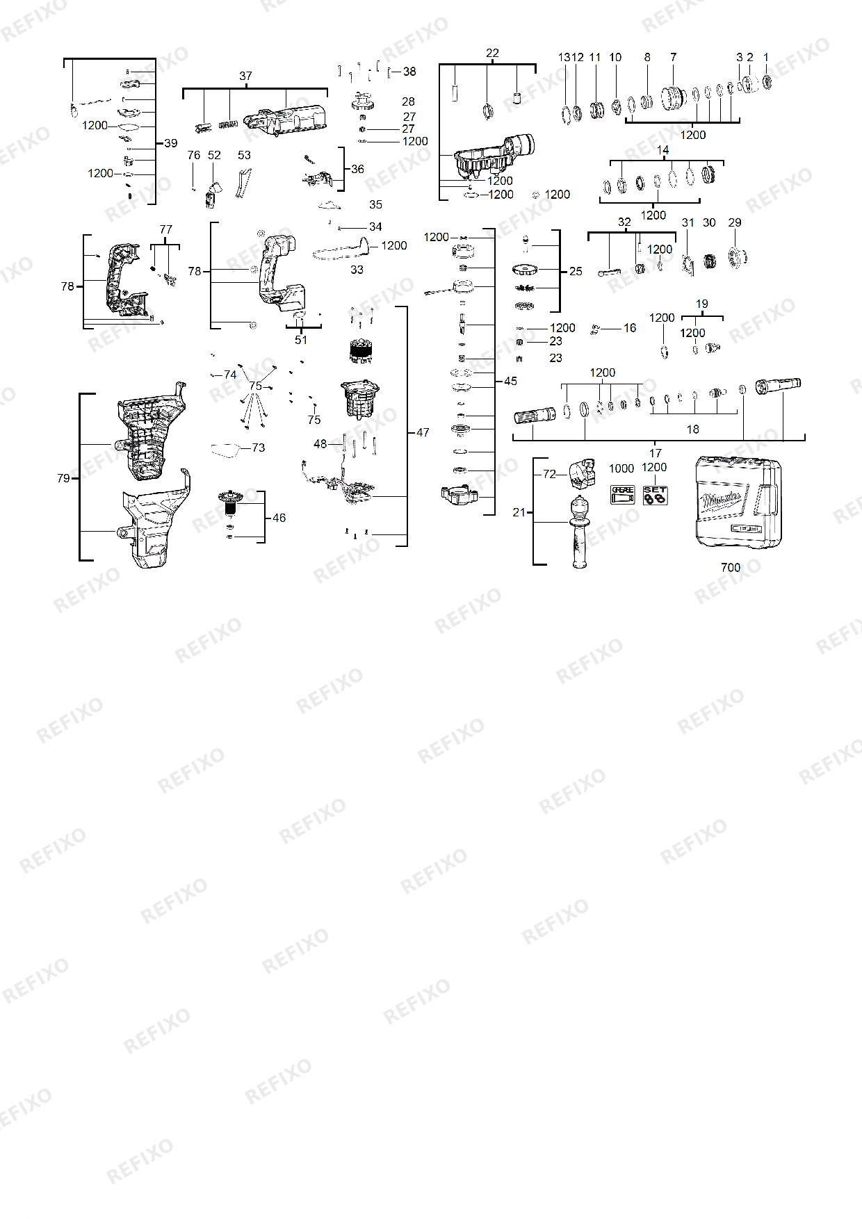 MILWAUKEE M18FHM 0C 4933464893 4000469696 — схема запчастей