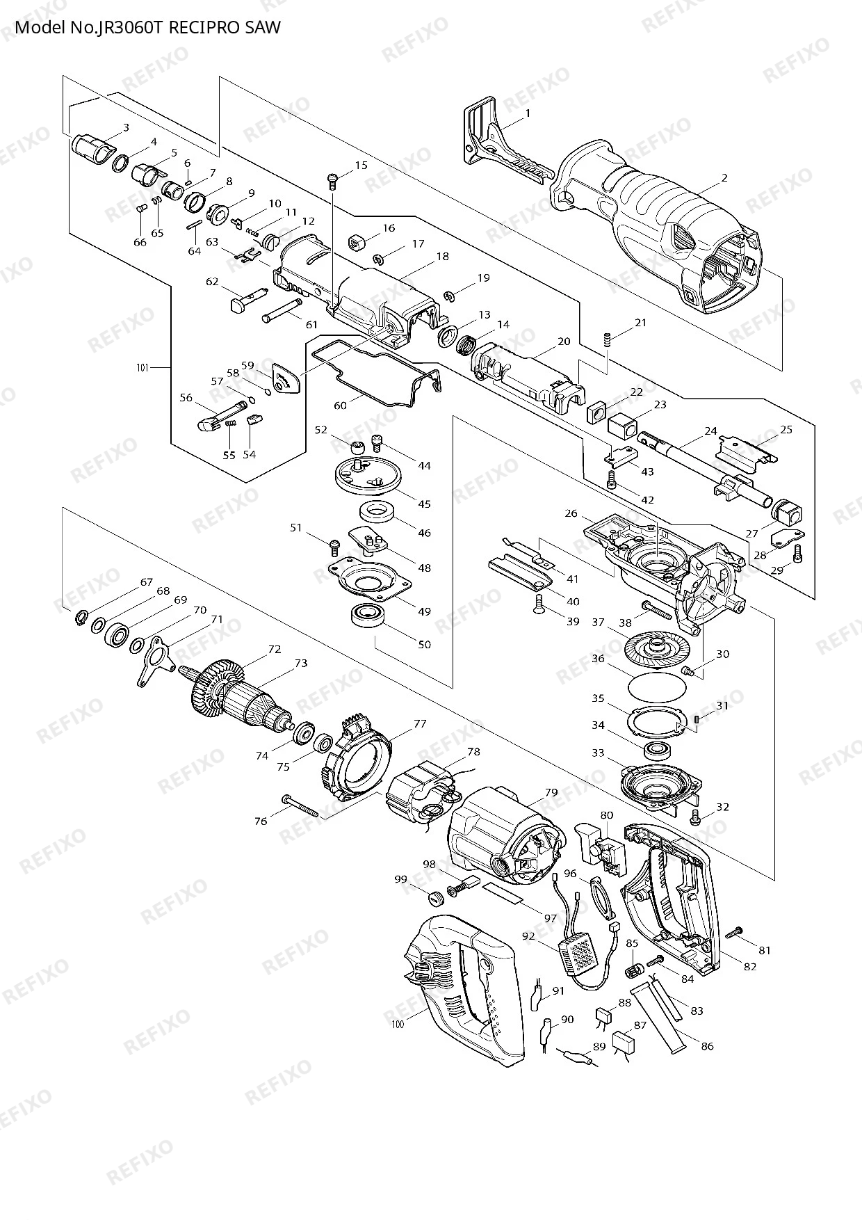 MAKITA JR3060T — схема запчастей