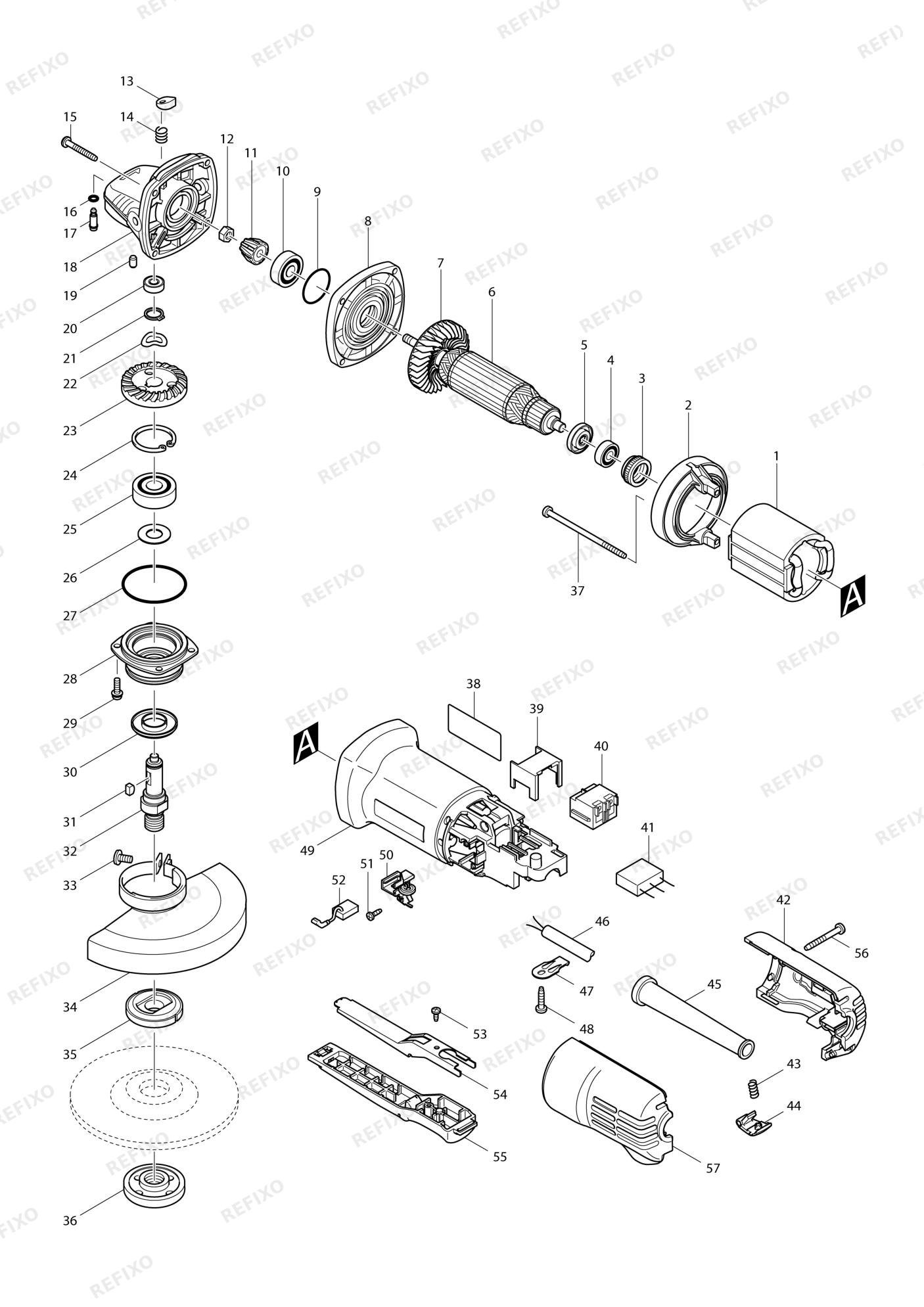 MAKITA 9558PB — схема запчастей