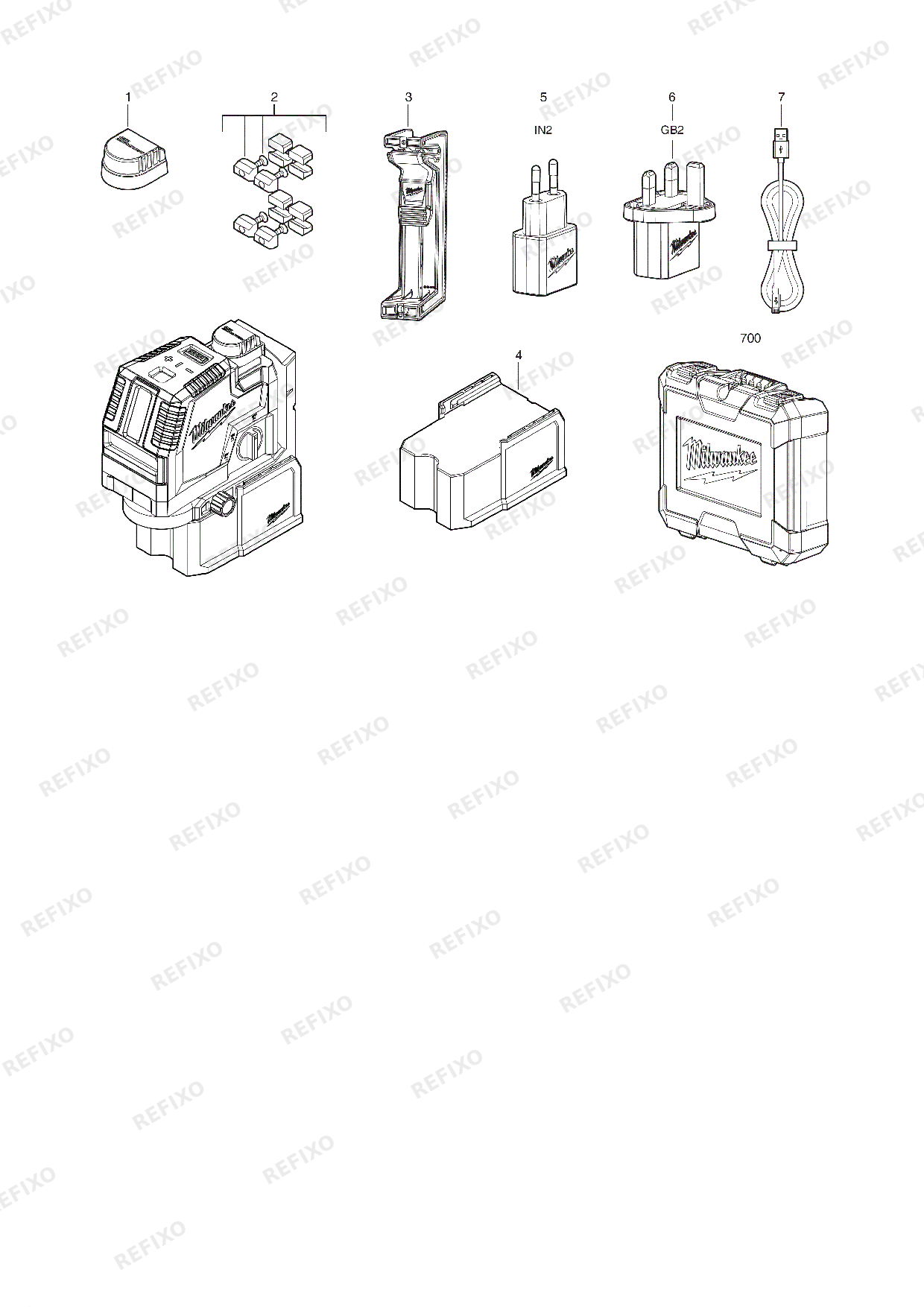 MILWAUKEE L4CLLP 301C 4933478099 4000477699 — схема запчастей