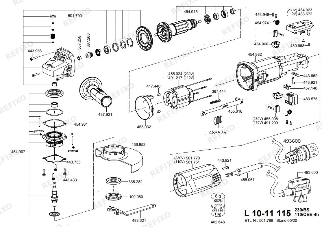 Flex L 10-11 125 230CEE Fixtec — схема запчастей