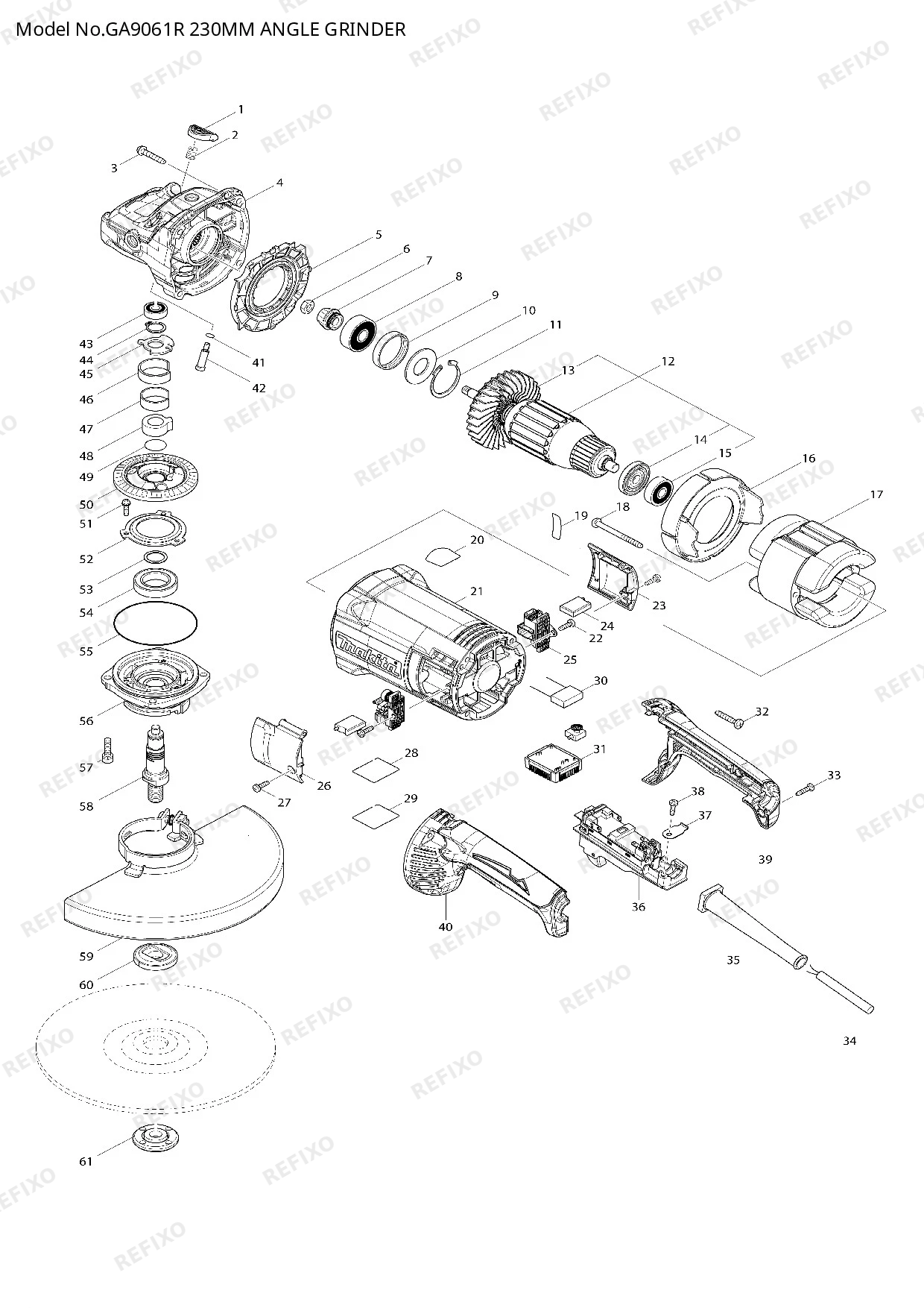 MAKITA GA9061R — схема запчастей