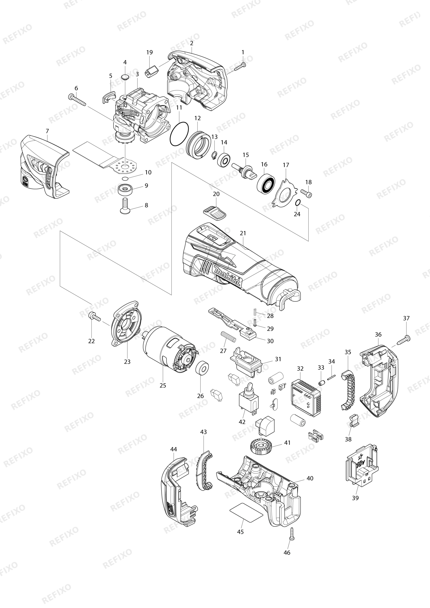 MAKITA DTM50 — схема запчастей