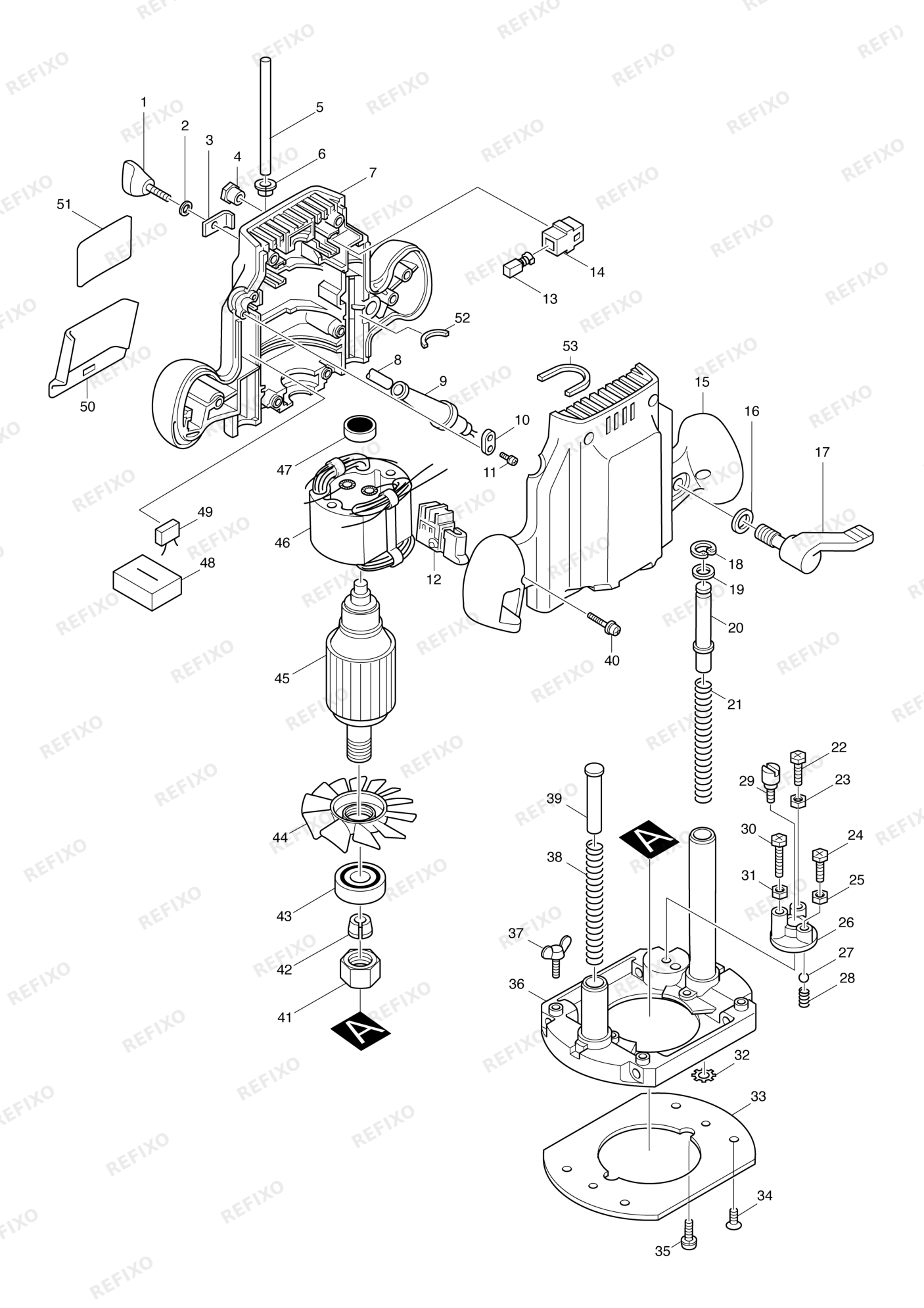 MAKITA 3620 — схема запчастей