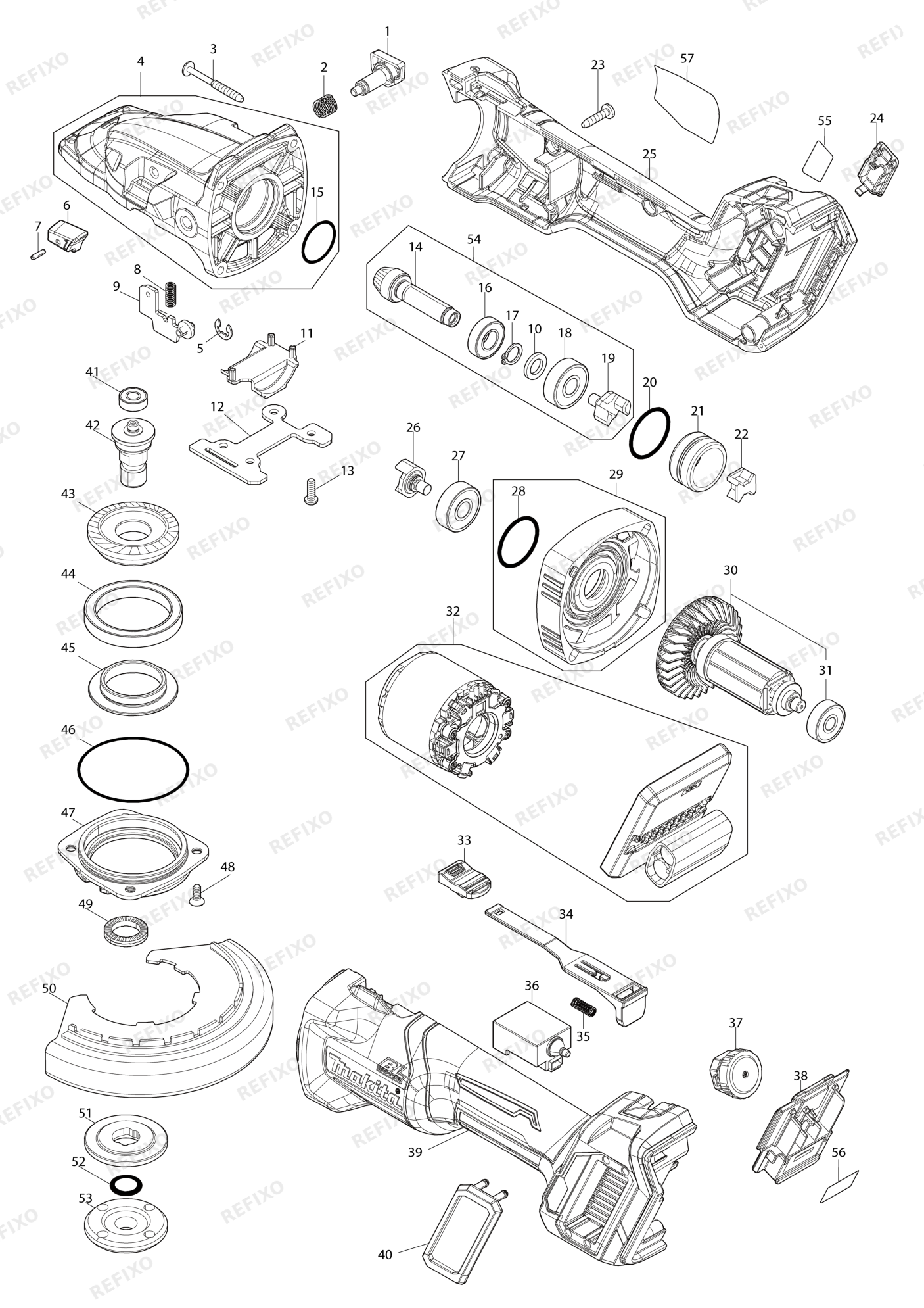 MAKITA GA055G — схема запчастей