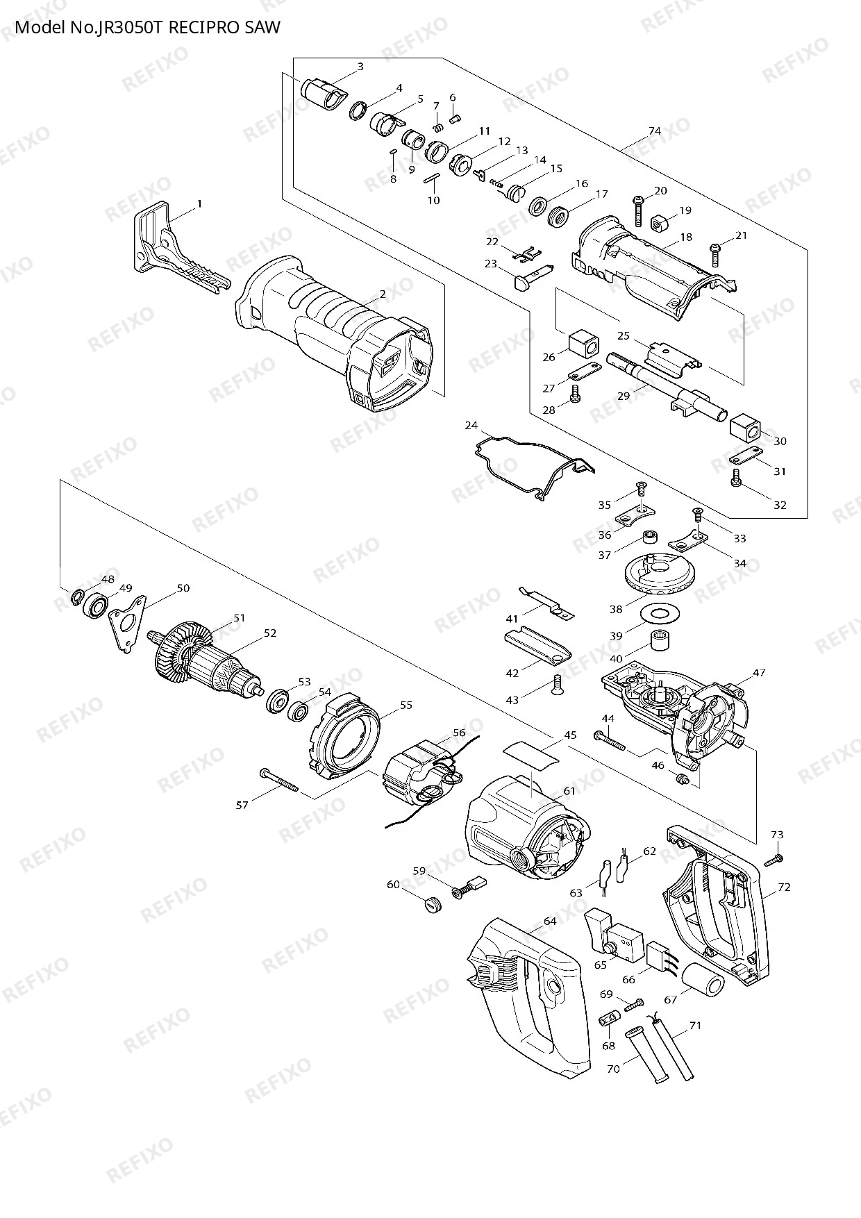 MAKITA JR3050T — схема запчастей