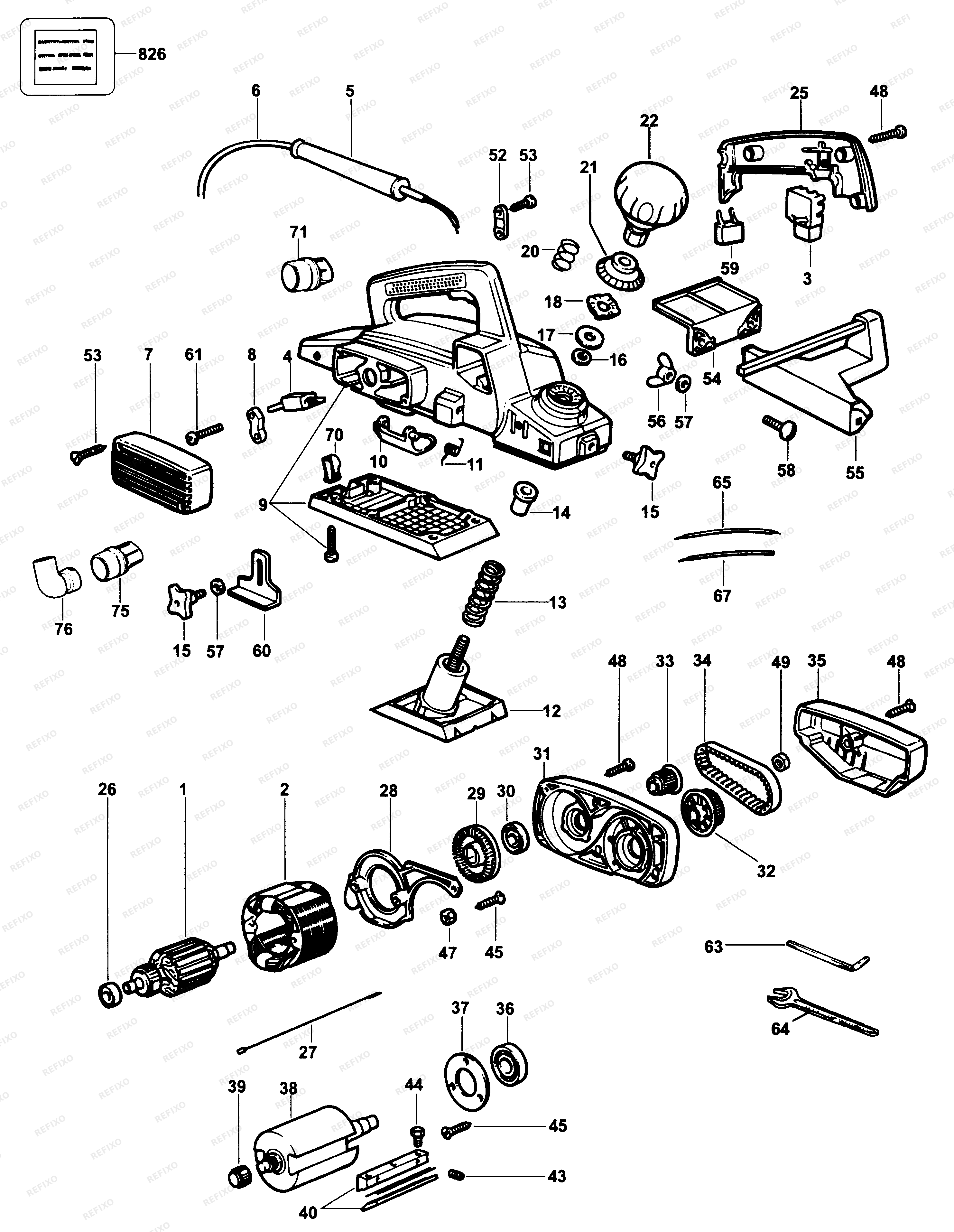 DeWalt РУБАНОК DW676 — схема запчастей