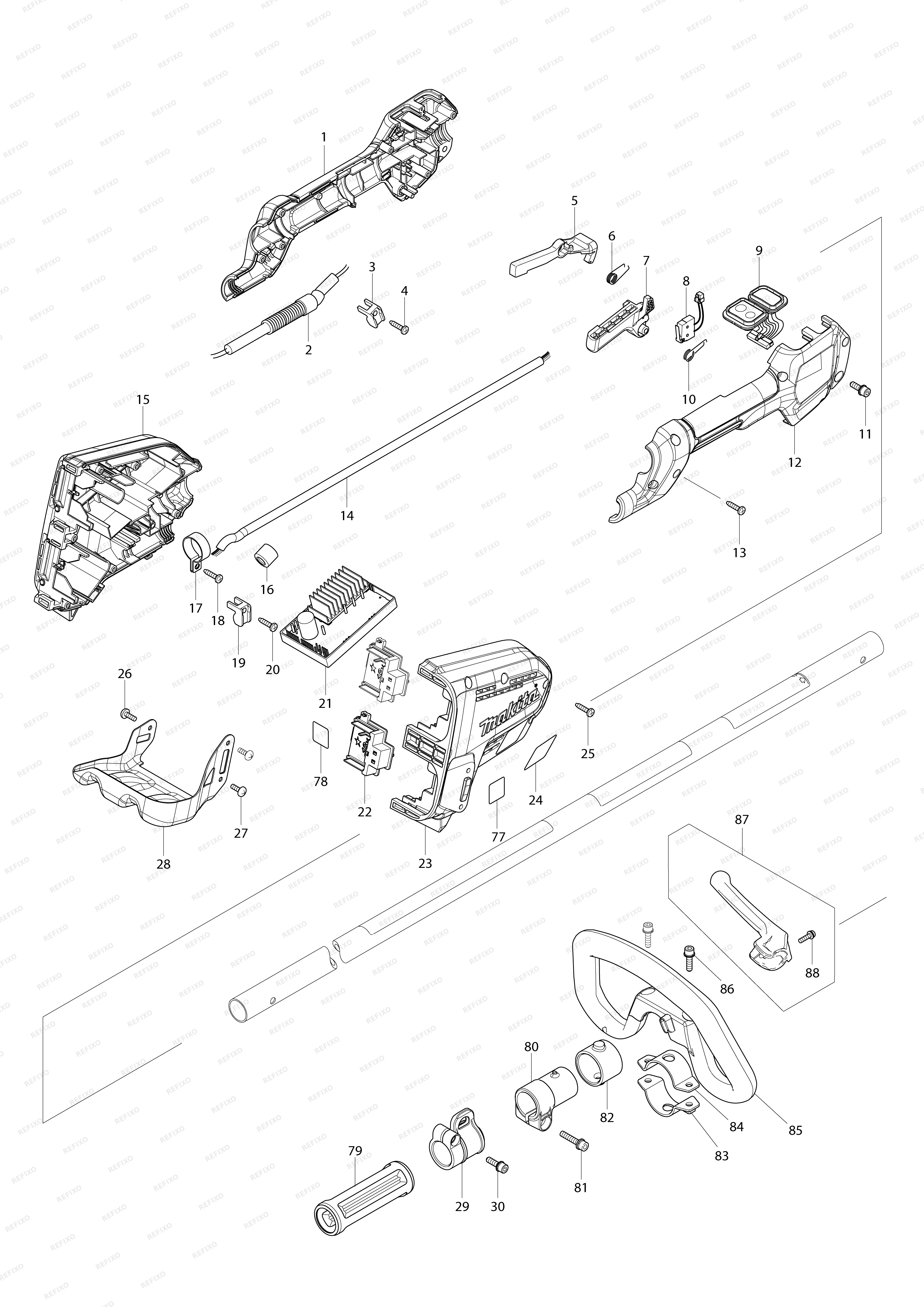 MAKITA DUR368L — схема запчастей