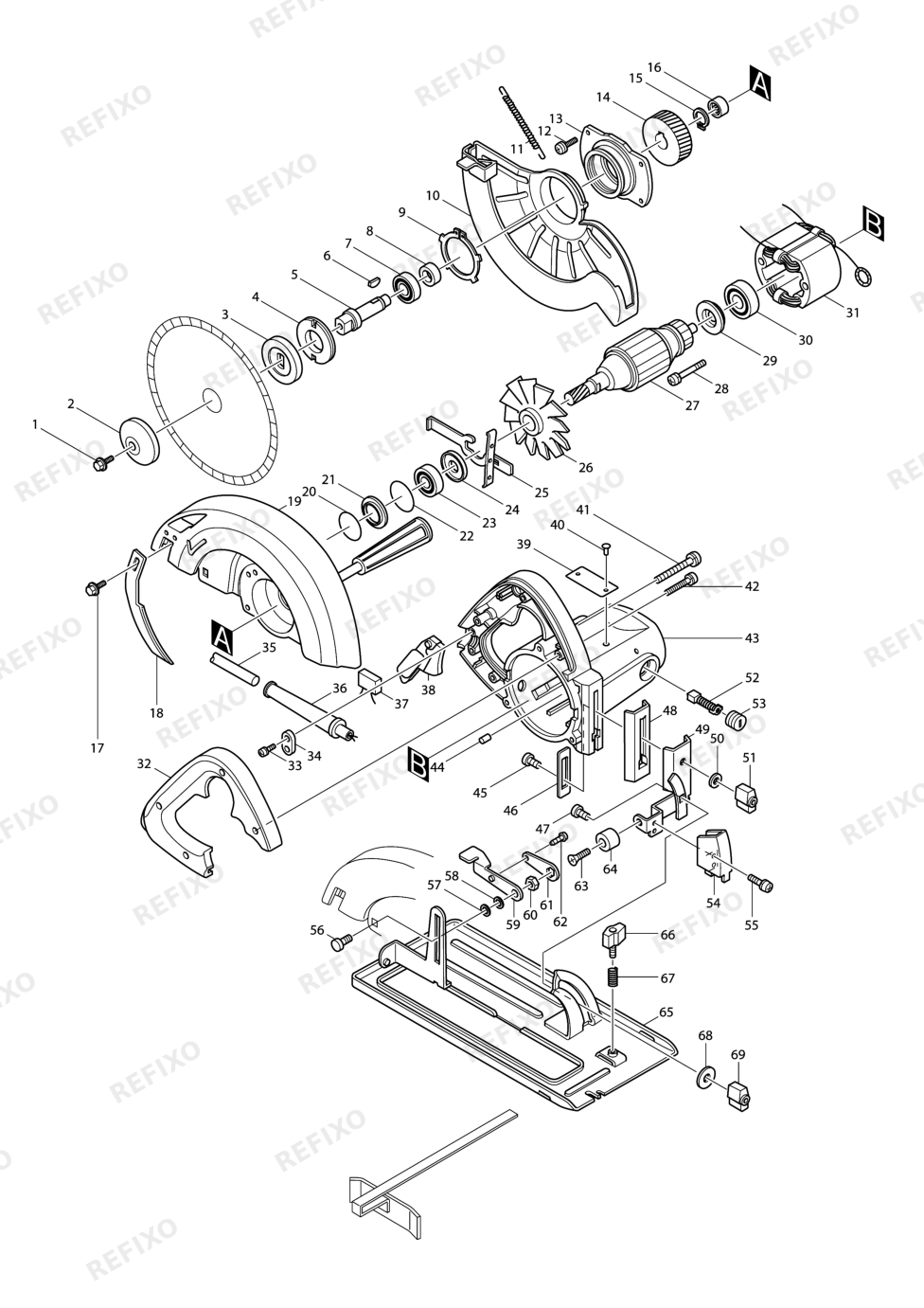 MAKITA SR2300 — схема запчастей