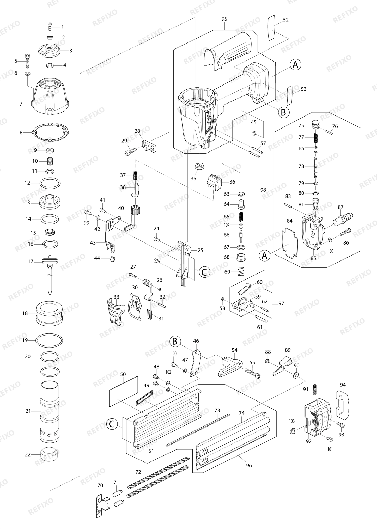 MAKITA AF506 — схема запчастей