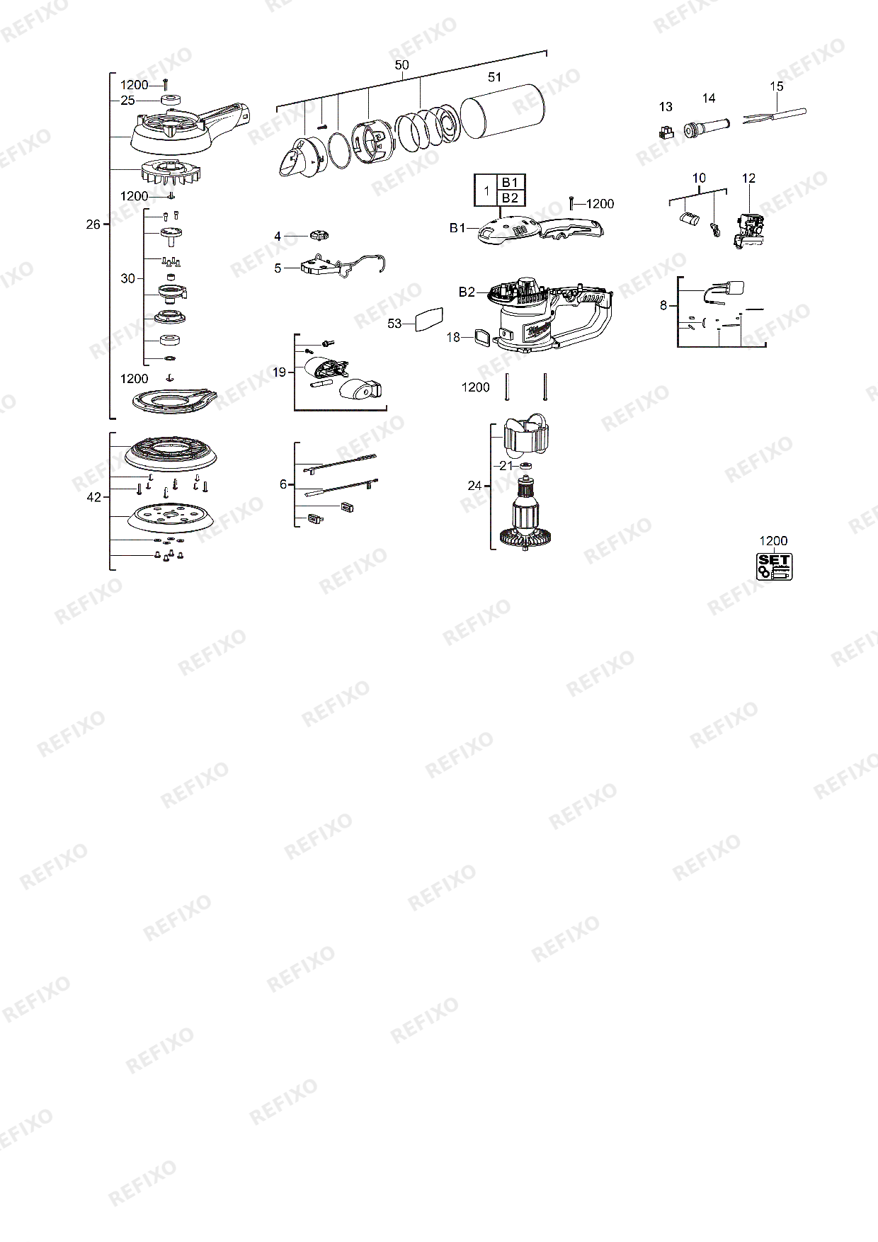 MILWAUKEE ROS150E 2 4933431170 4000431171 — схема запчастей