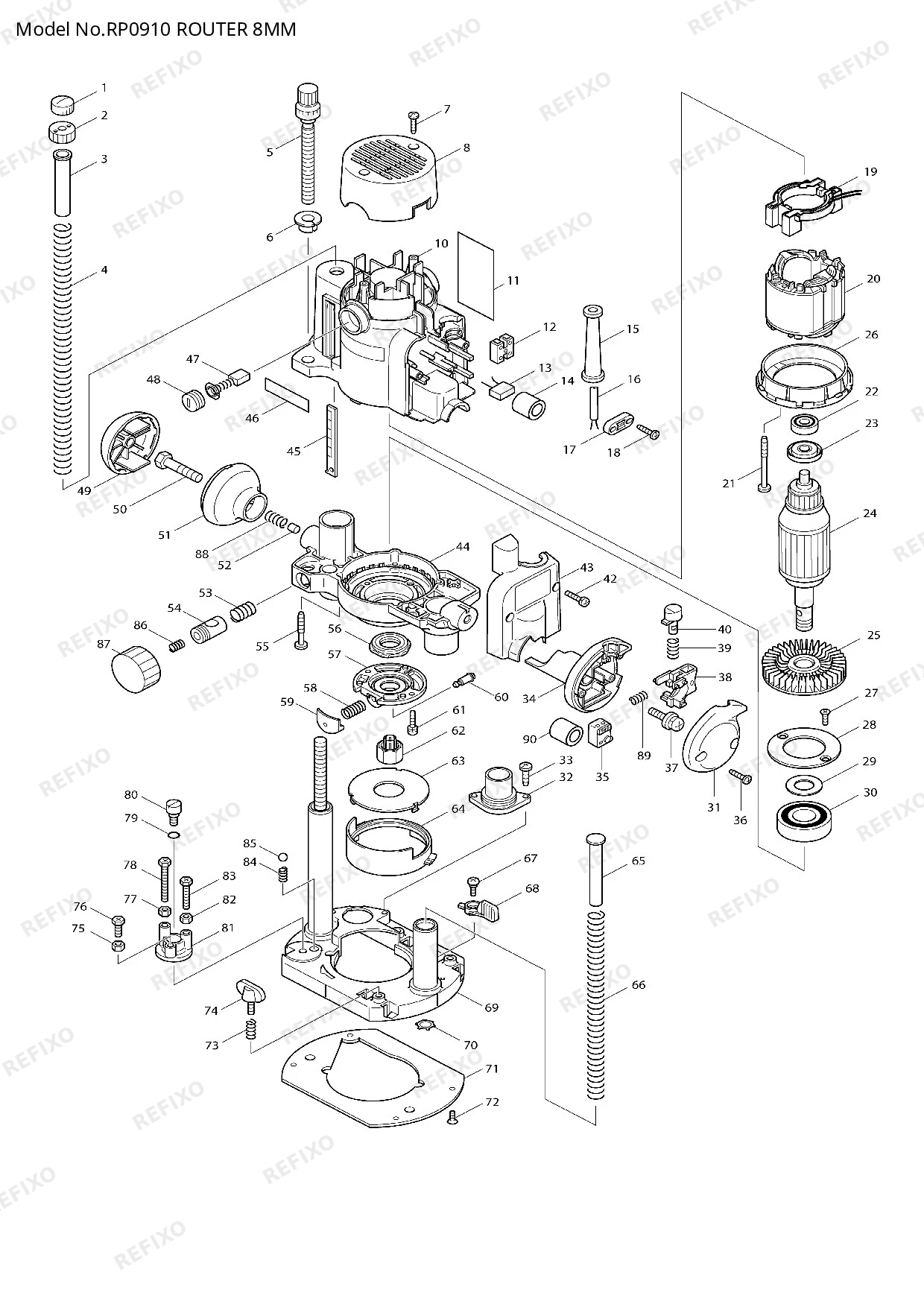 MAKITA RP0910 — схема запчастей