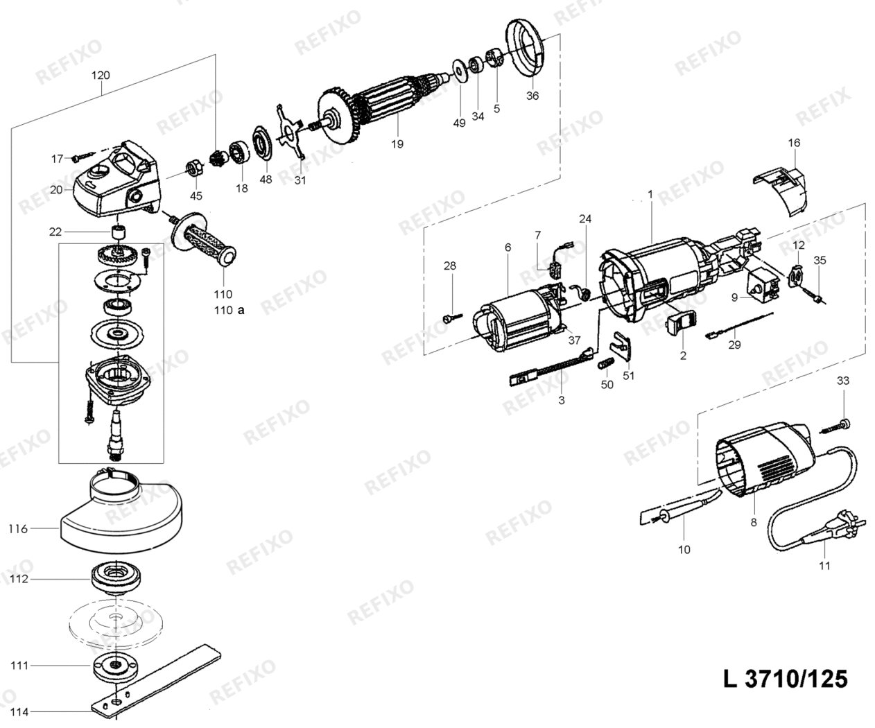 Flex L 3710-125 230CEE 318965 — схема запчастей