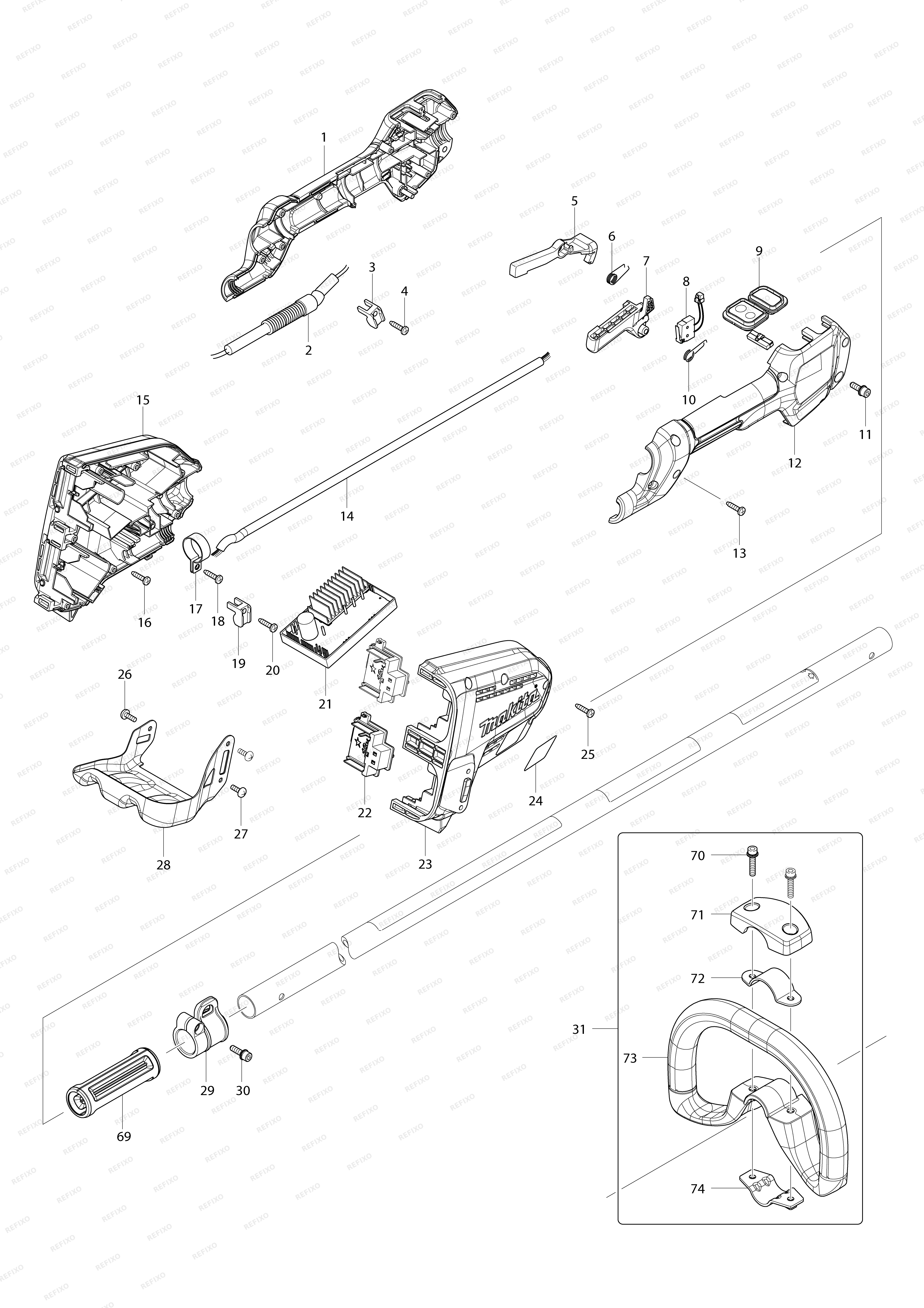 MAKITA DUR366L — схема запчастей