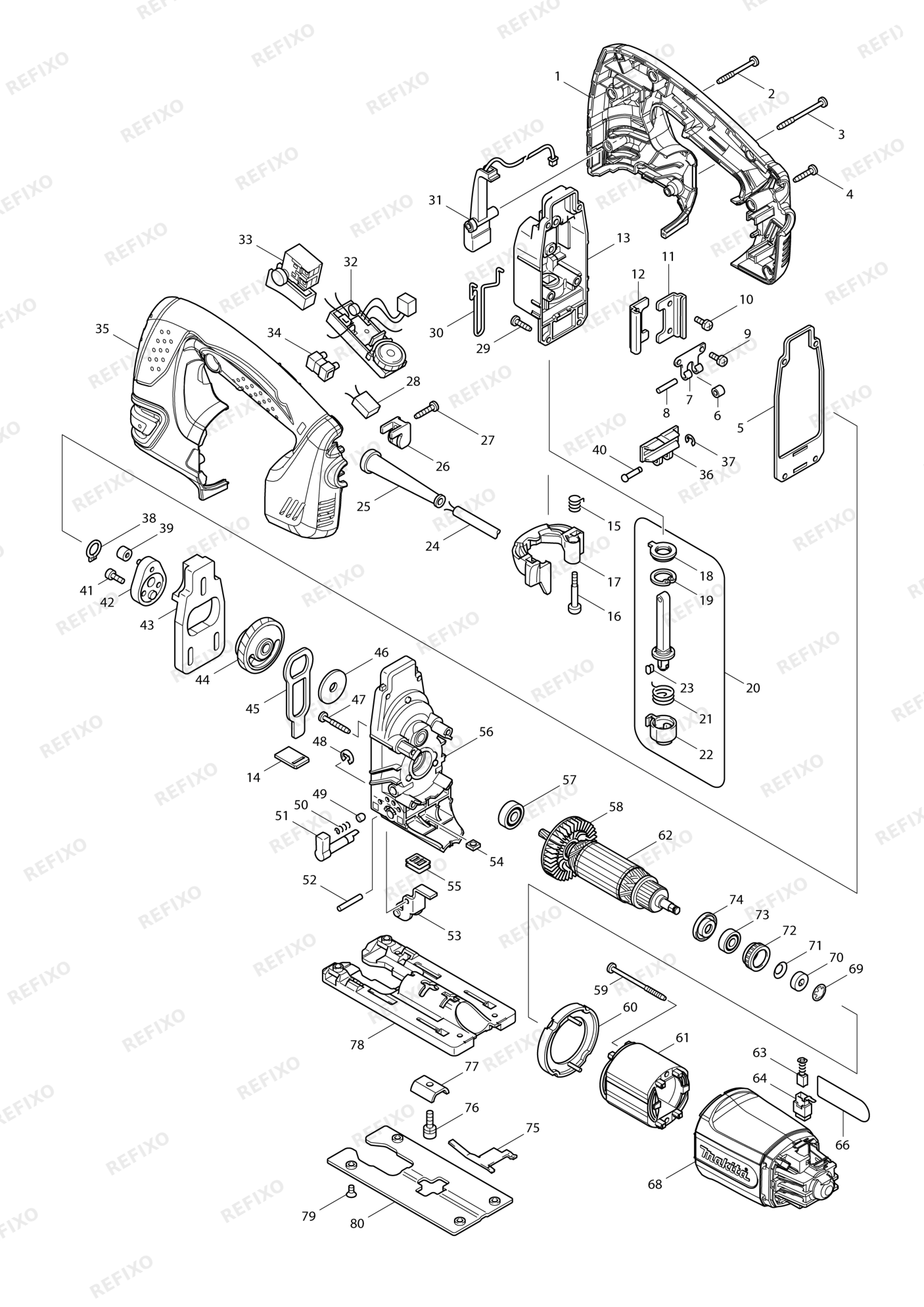 MAKITA 4350FCT — схема запчастей