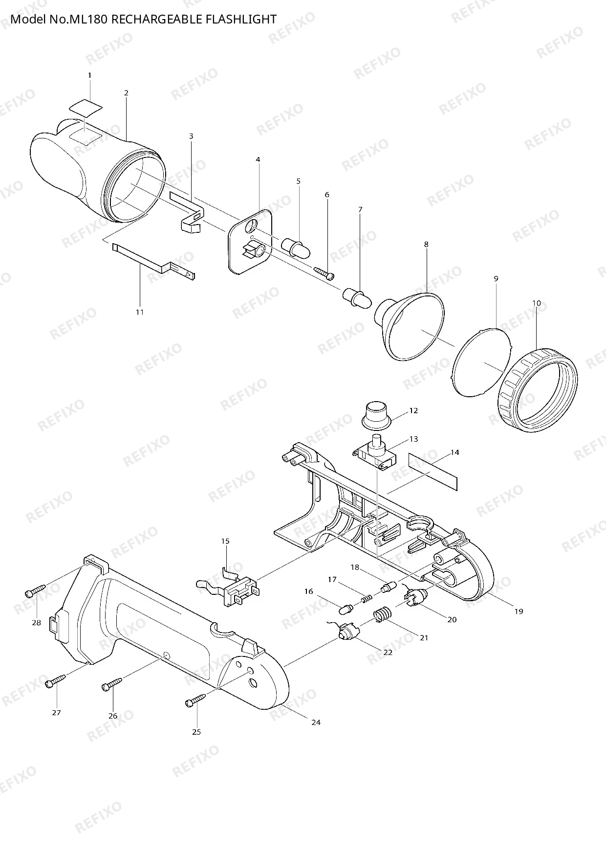 MAKITA ML180 — схема запчастей