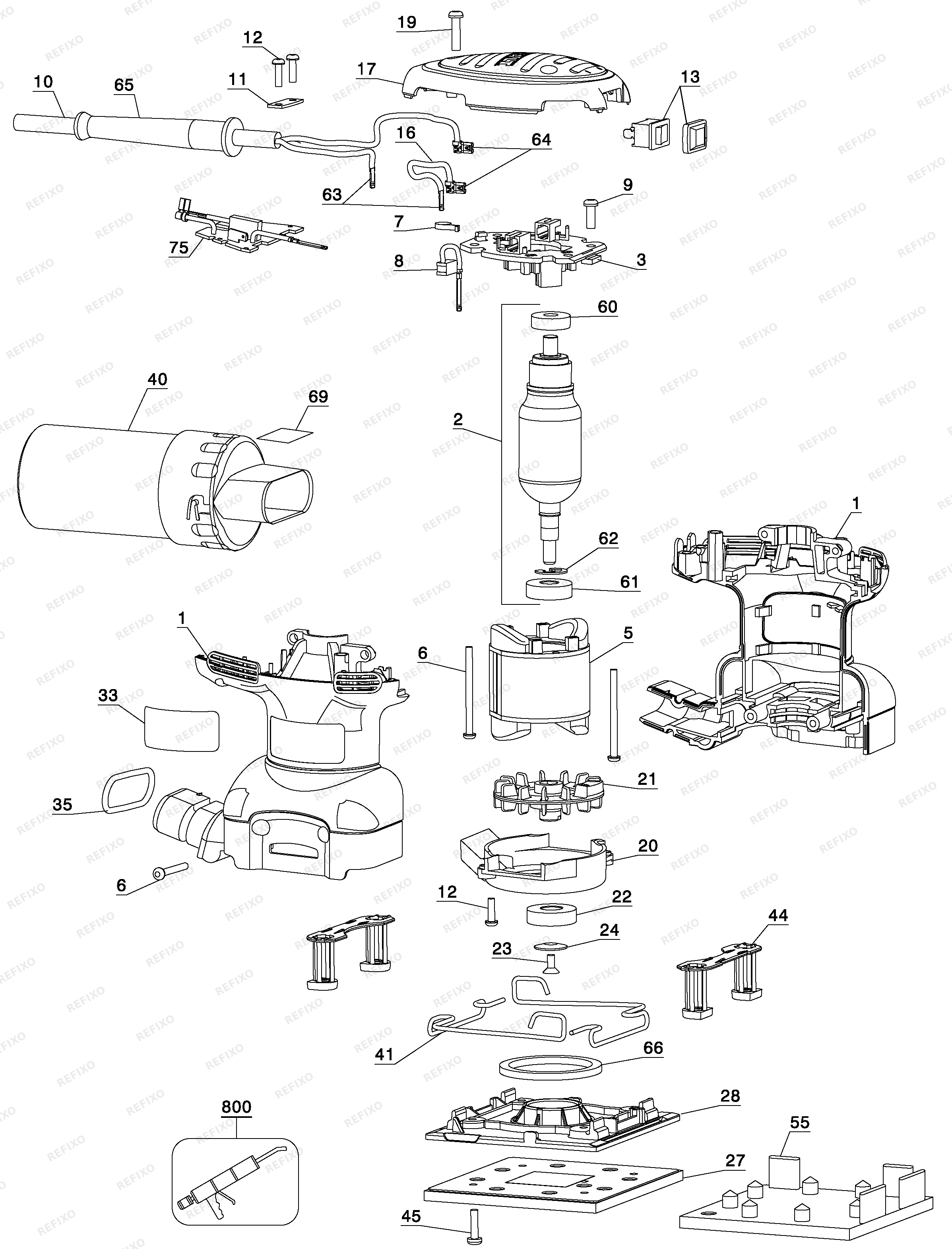 DeWalt ШЛИФОВАЛЬНЫЙ СТАНОК D26441 — схема запчастей