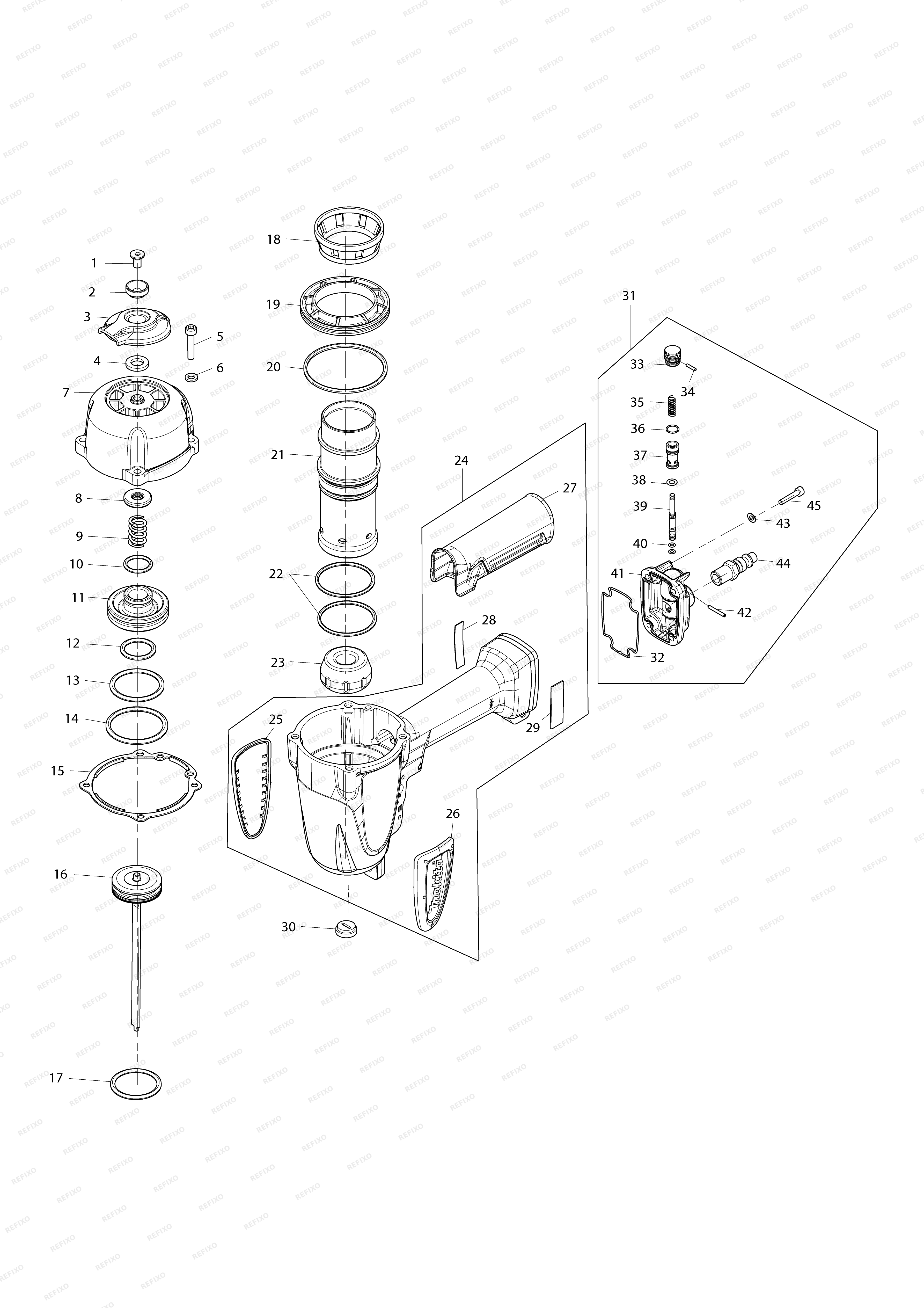 MAKITA AF601 — схема запчастей