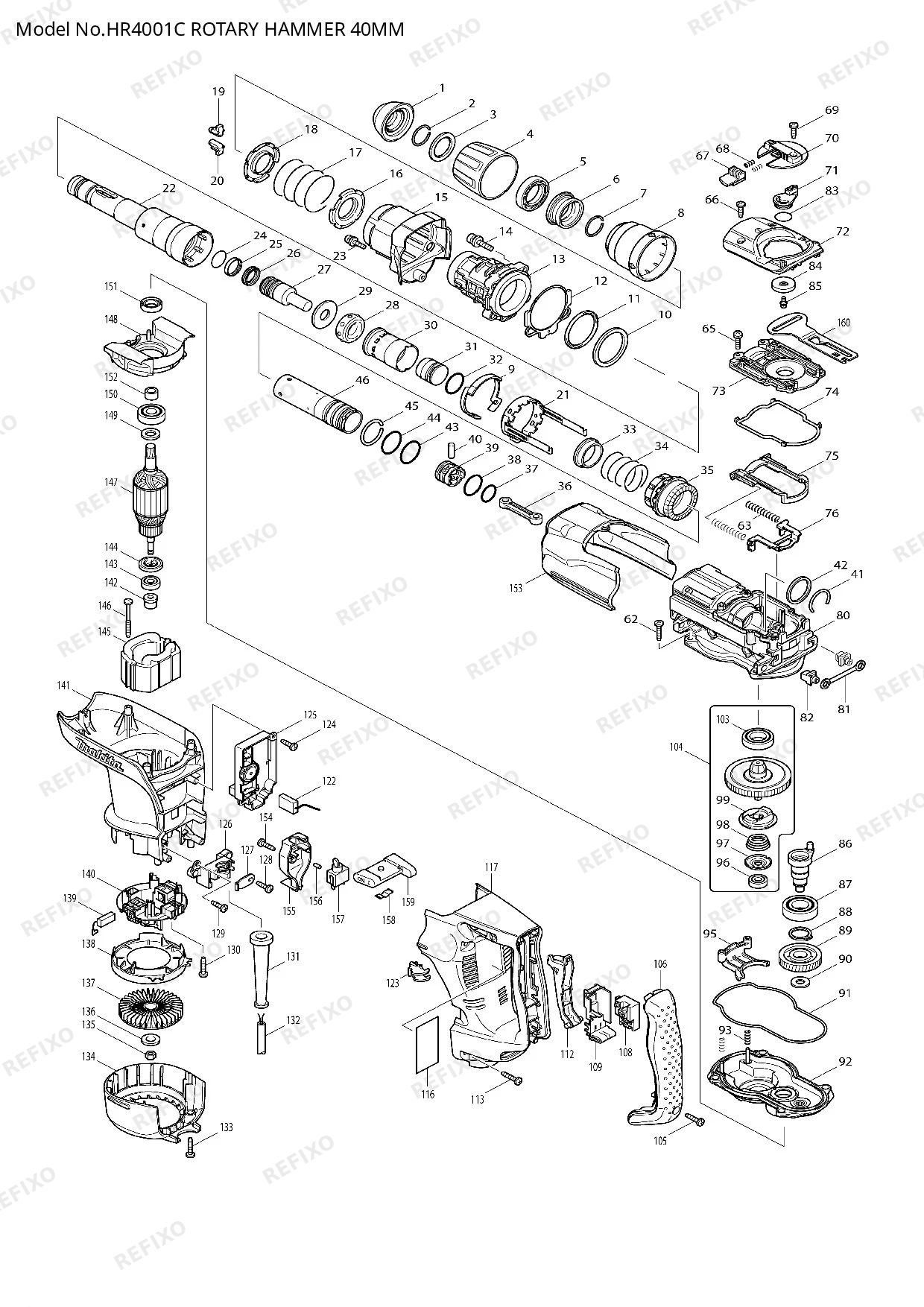 MAKITA HR4001C — схема запчастей