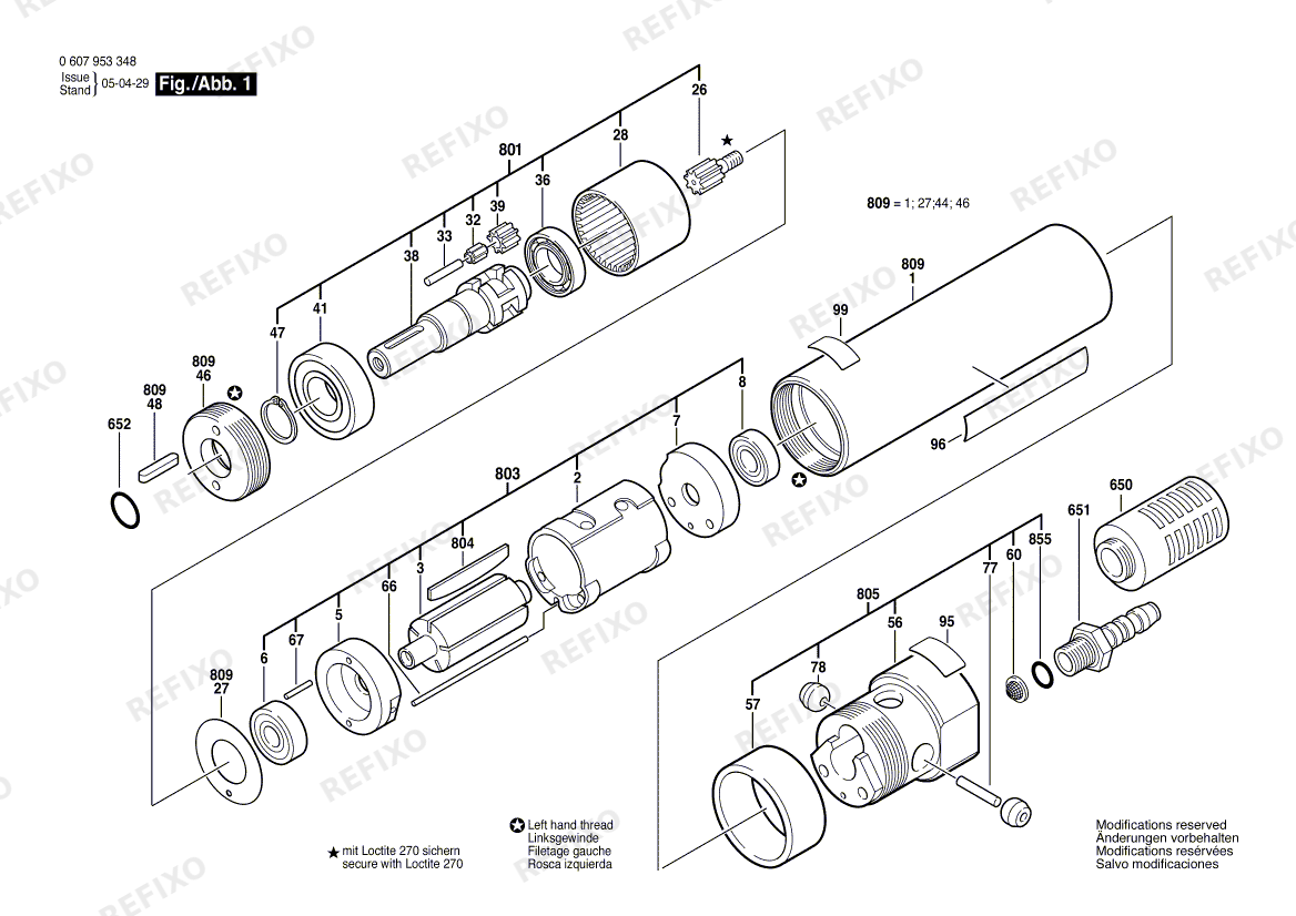 Bosch Einbaumotor 180 WATT-SERIE (0 607 953 348) — схема запчастей