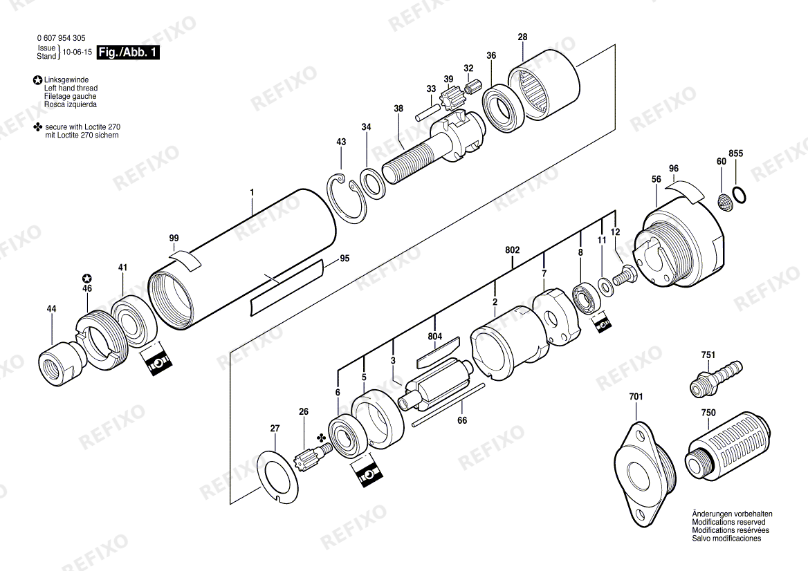 Bosch Einbaumotor 120 WATT-SERIE (0 607 954 305) — схема запчастей