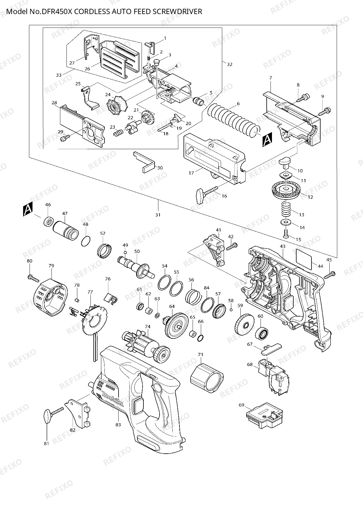 MAKITA DFR450 — схема запчастей