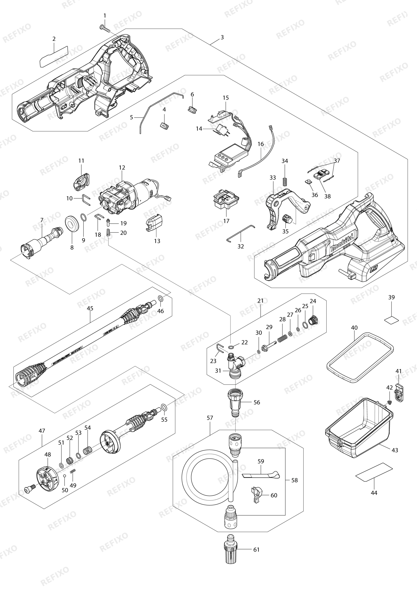 MAKITA DHW180 — схема запчастей