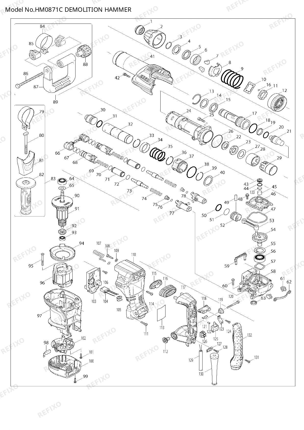 MAKITA HM0871C — схема запчастей