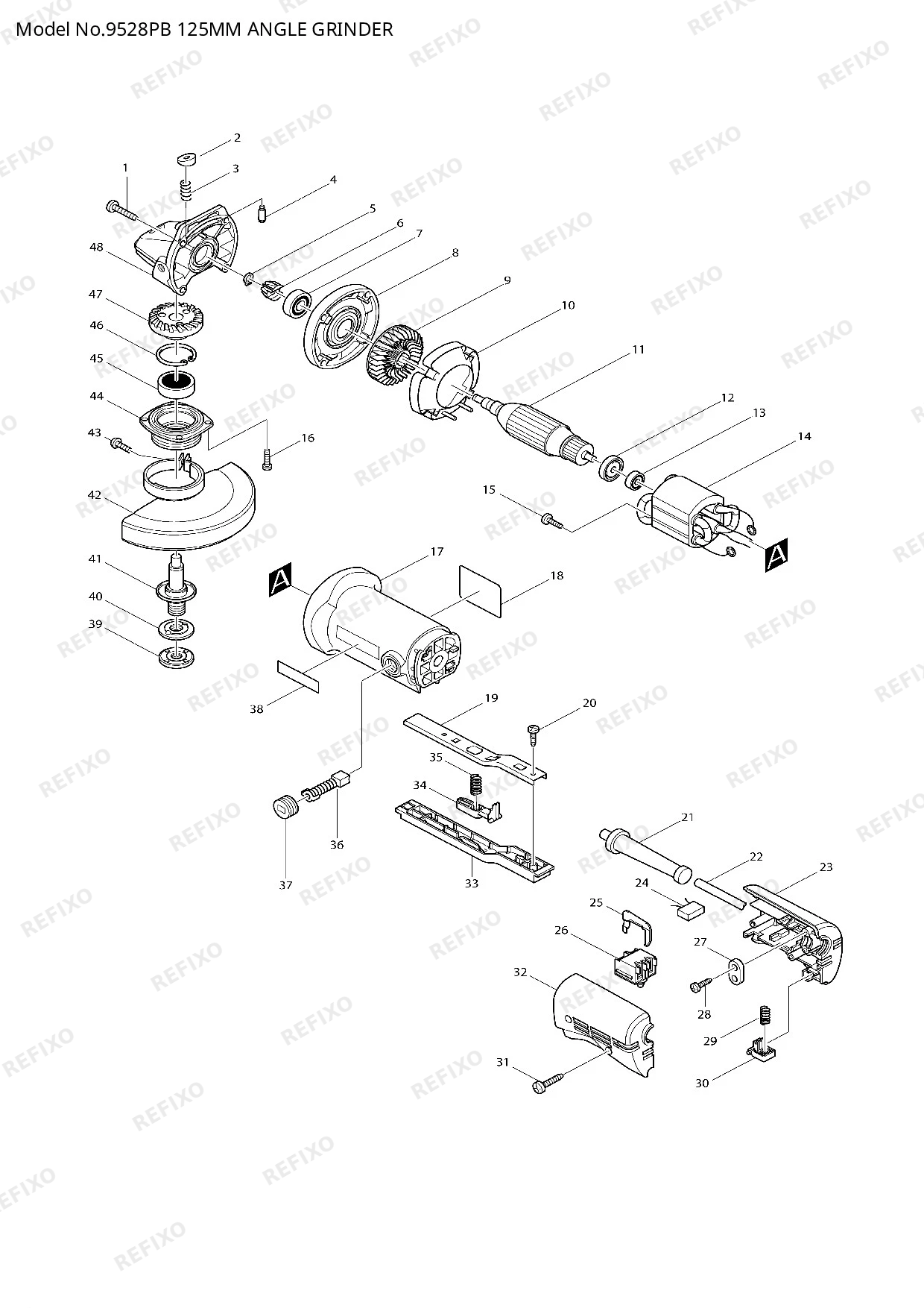 MAKITA 9528PB — схема запчастей