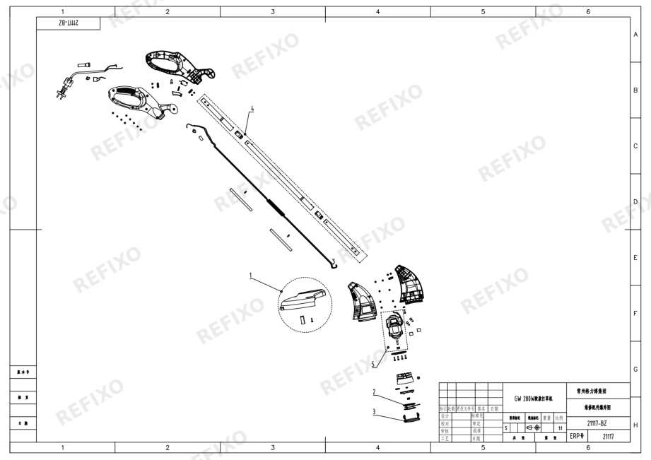 Greenworks 21117 280W GST2830 Electric String Trimmer — схема запчастей