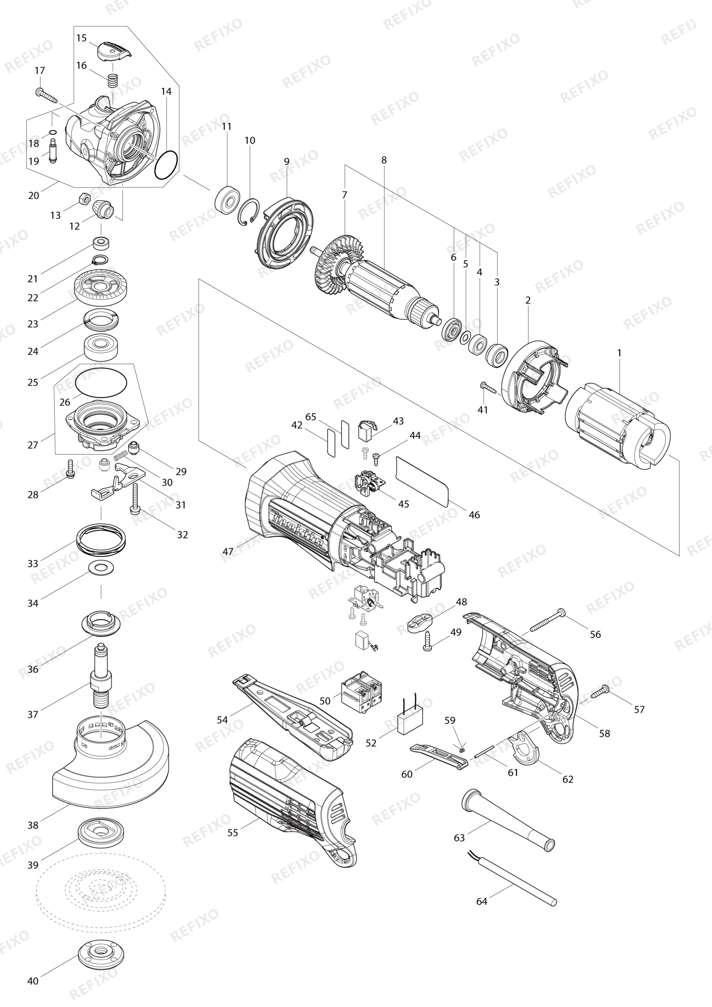 MAKITA GA4550 — схема запчастей