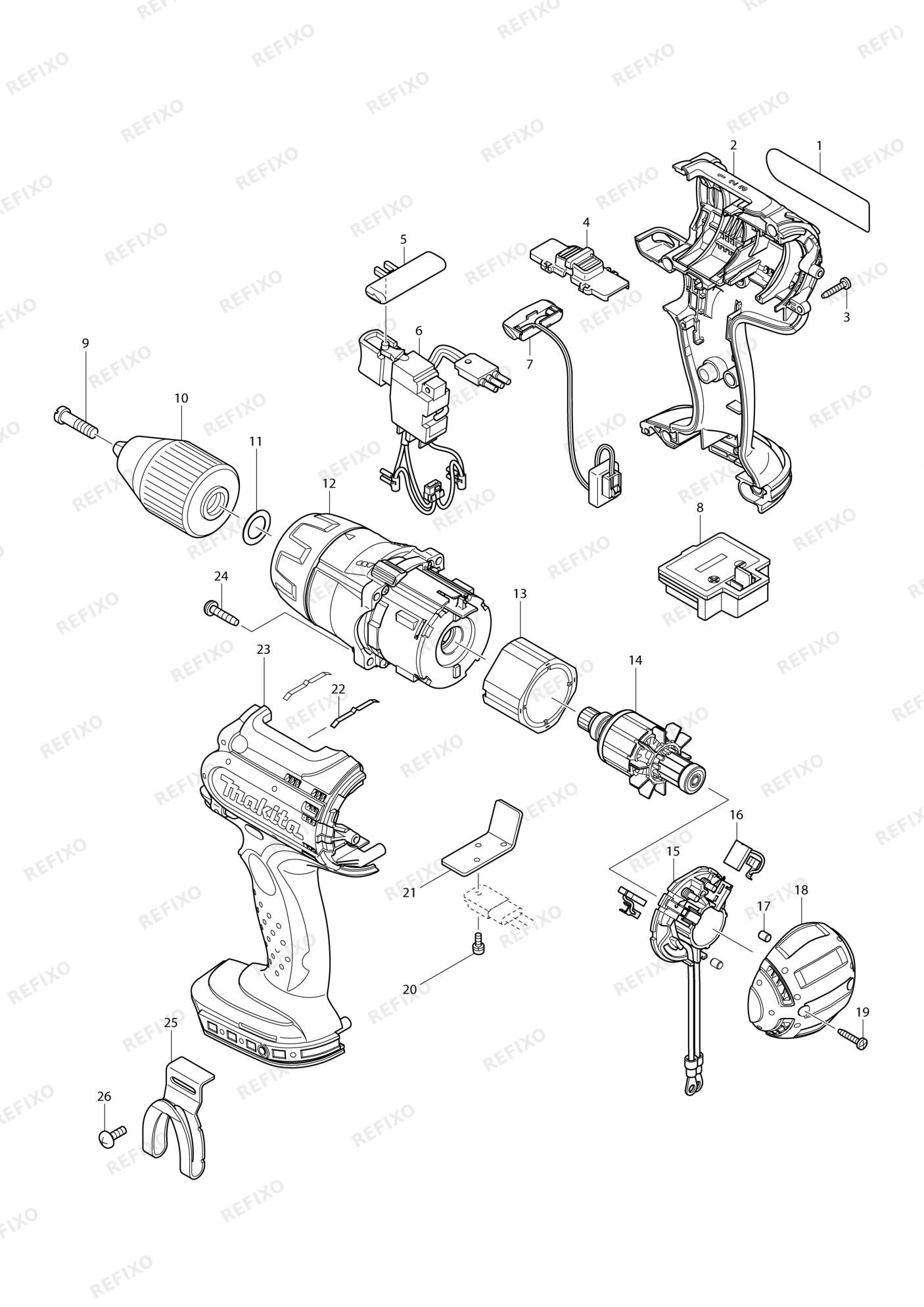 MAKITA BDF451 — схема запчастей