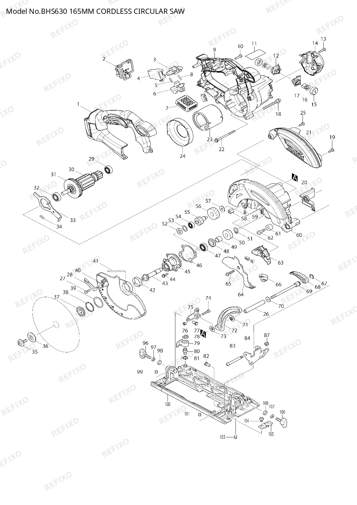 MAKITA BHS630 — схема запчастей
