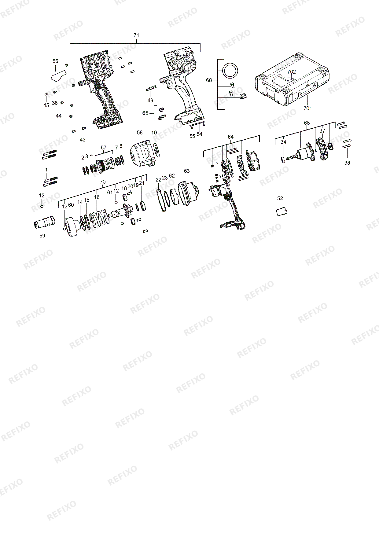 MILWAUKEE M18ONEFHIWH716 0X 4933479152 4000481195 — схема запчастей