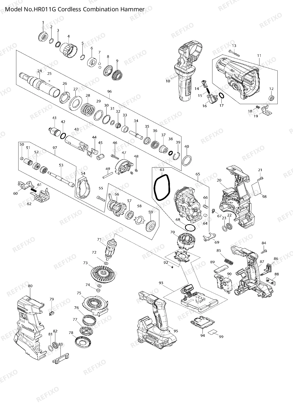 MAKITA HR011G — схема запчастей