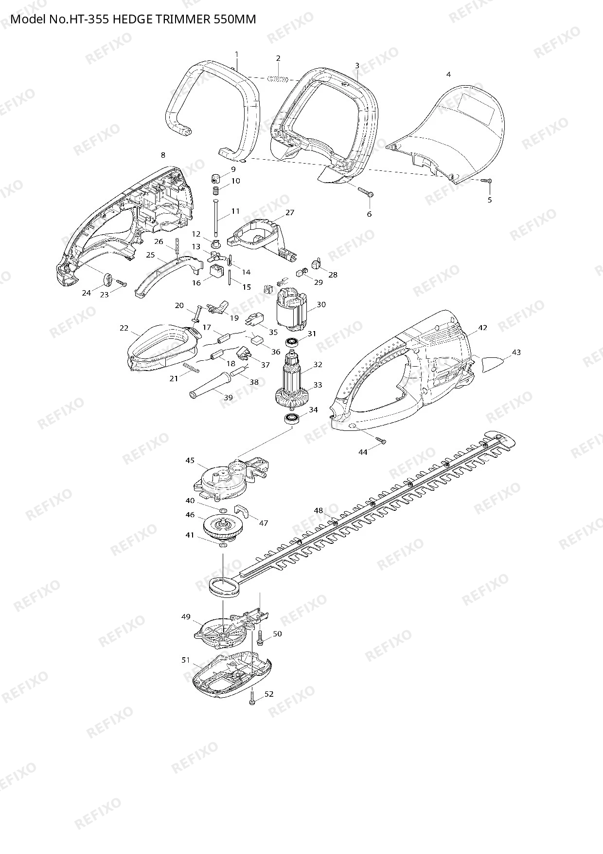 MAKITA HT 355 — схема запчастей